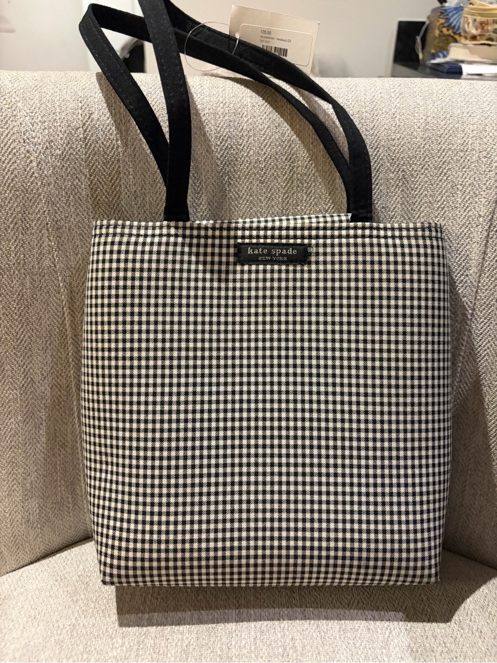 Kate Spade Black and White Gingham Vintage Tote - Picture 7 of 16